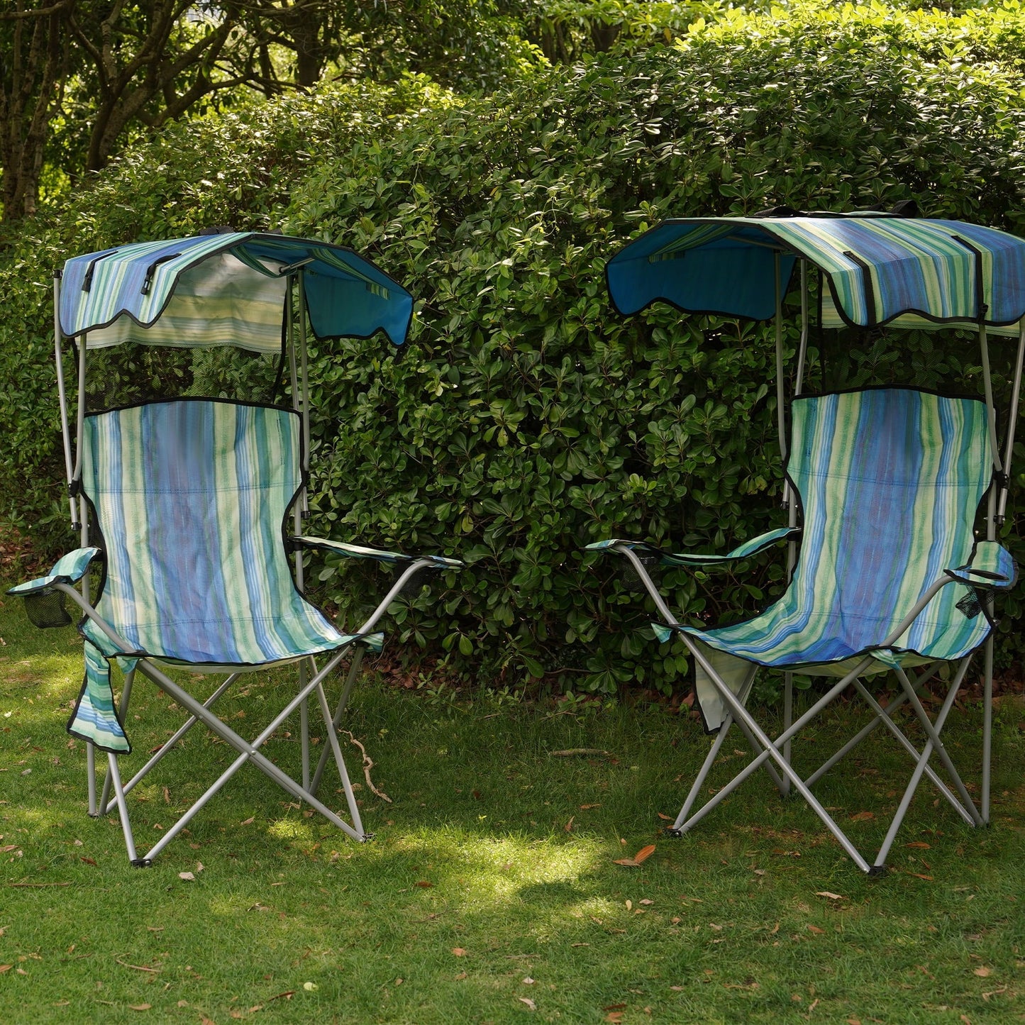 BalanceFrom Folding Camp Chair，Portable Outdoor Chair，with Shade & Cup Holder，for Camping, Beach, Fishing, and Sports Events