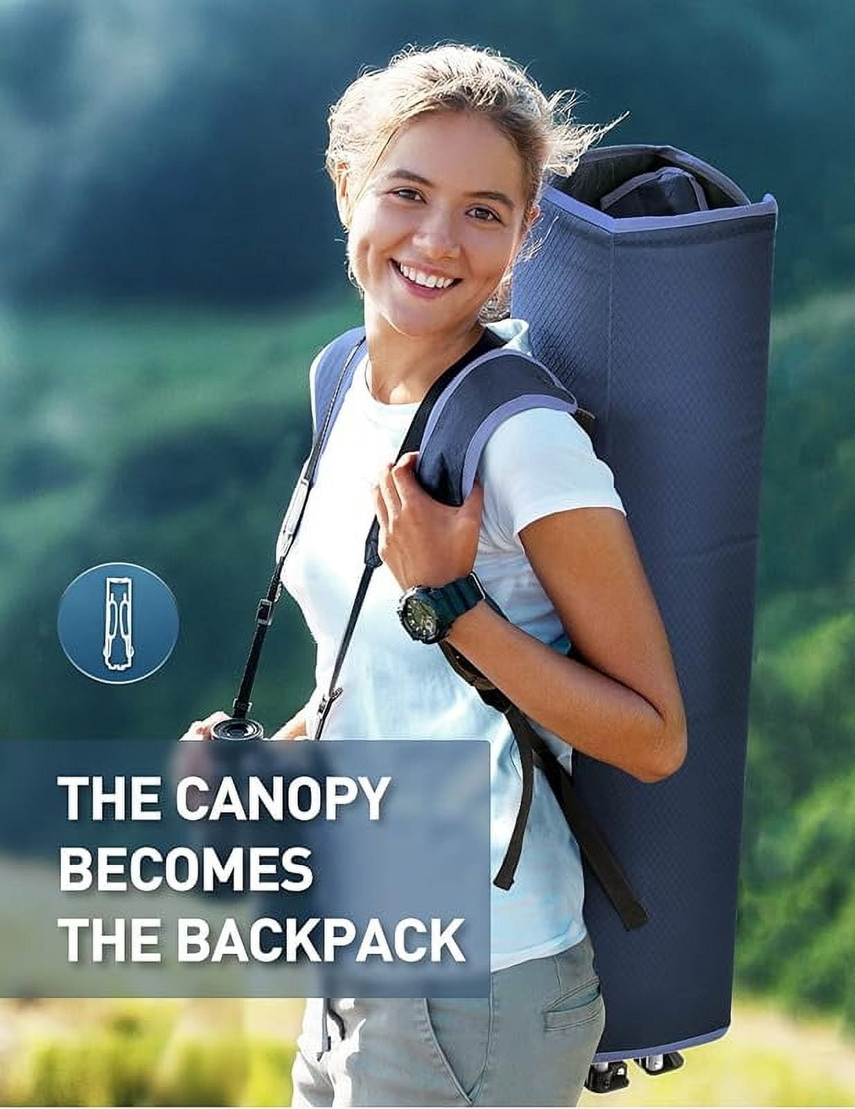 Beach Chair with Canopy Shade, Folding Camping Chair with Canopy with Cup Holder, Side Pocket for Camp, Beach, Tailgates, Fishing - Support 330 LBS