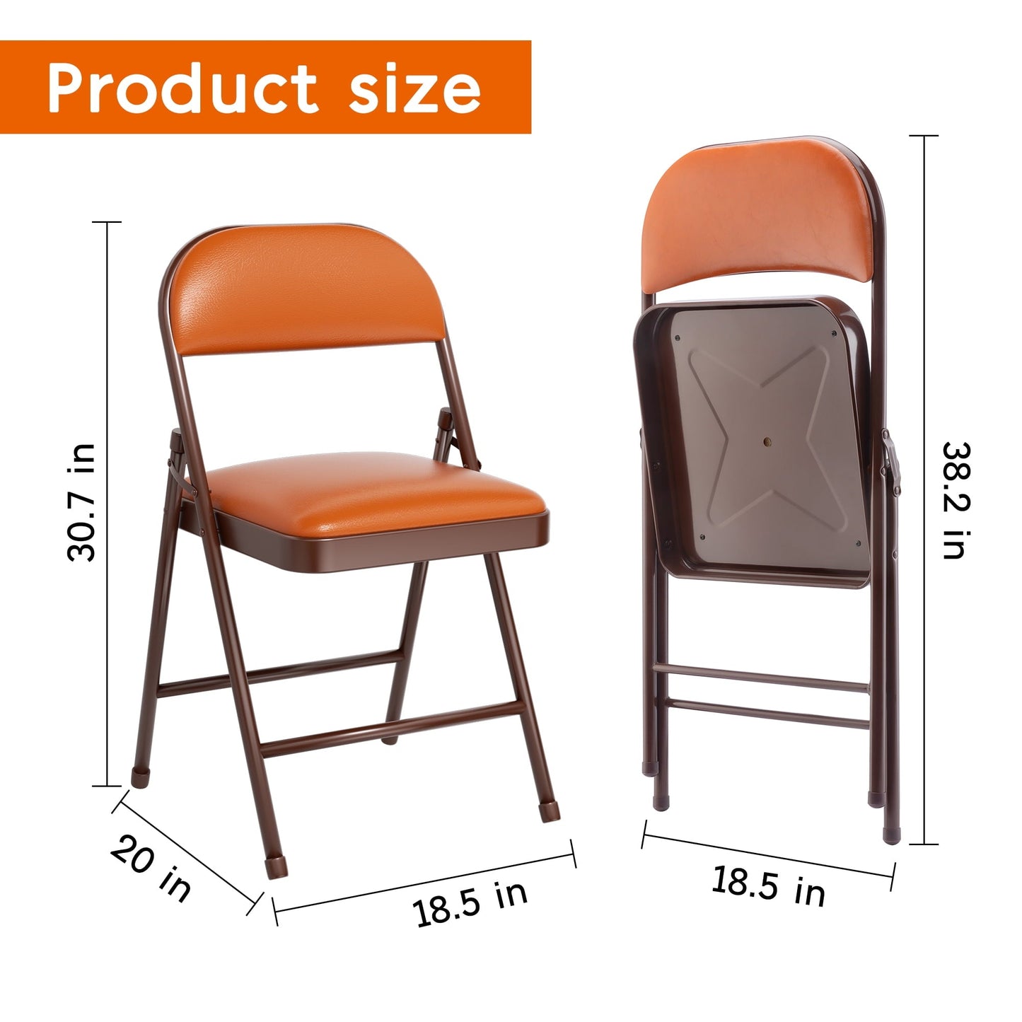 SKOK 4 Pack Padded Folding Chairs with Upholstered Cushion & Back, Padded Seats for Indoor & Outdoor, Portable Stackable Commercial Foldable Chairs with Metal Frame for Events
