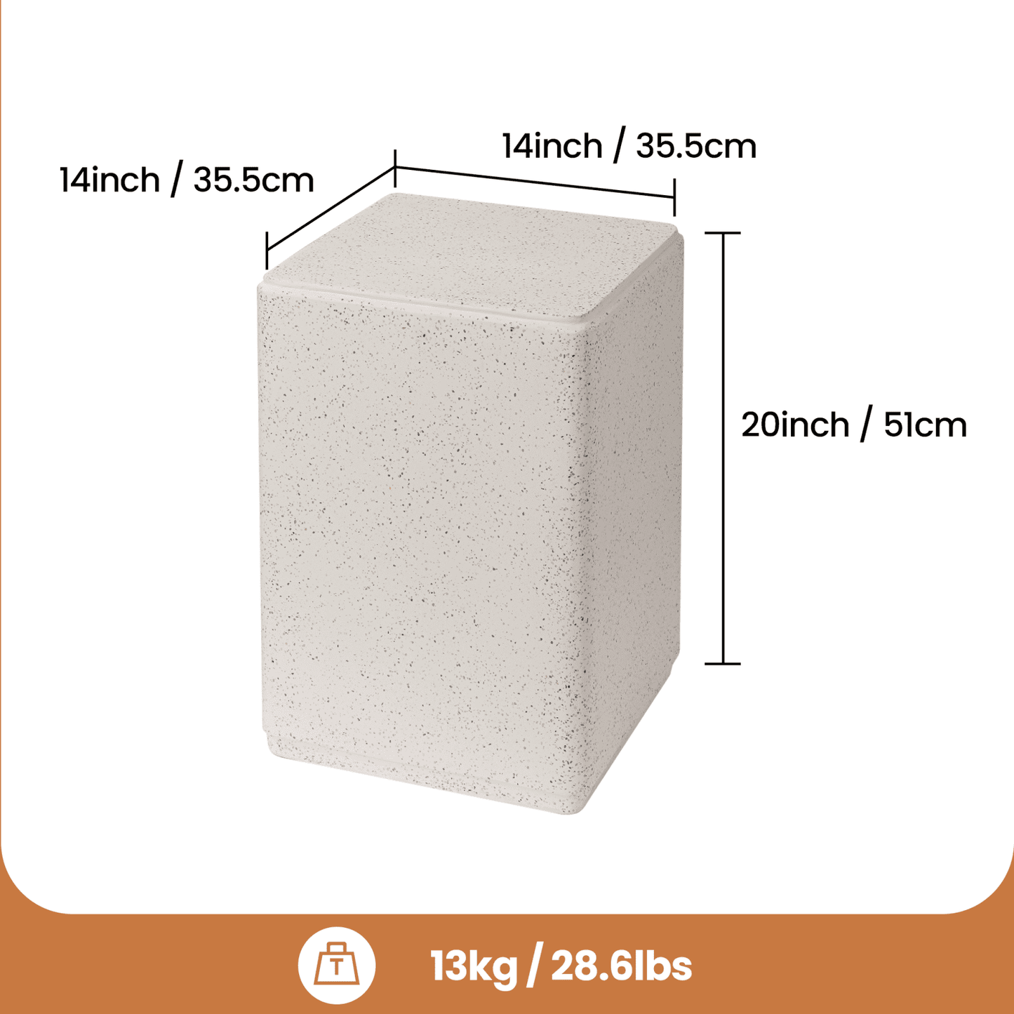 MOALCOFER Outdoor Side Table,Rectangle Concrete End Table with Spotted for Patio,White