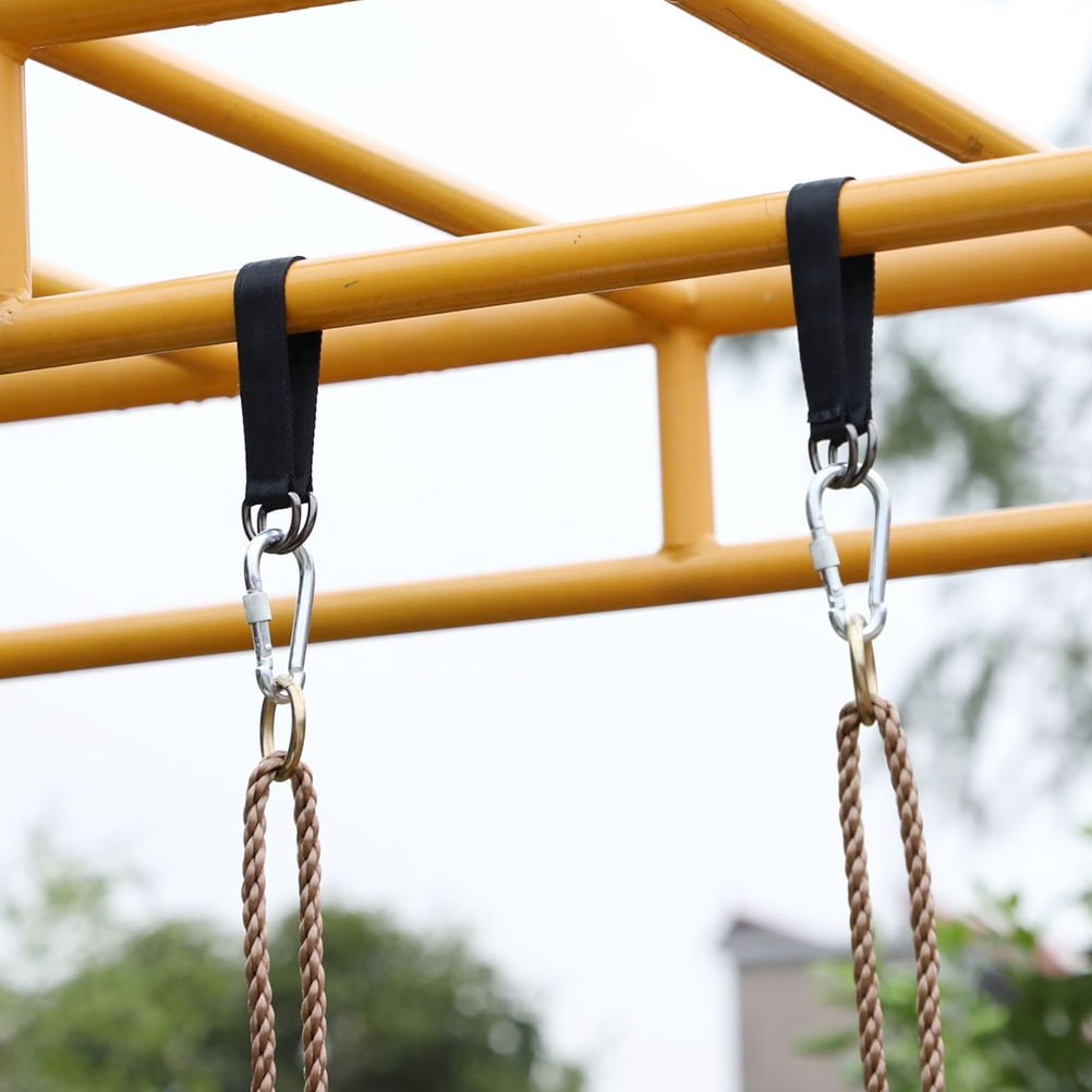 Worgeous 6Pcs Tree Swings Straps Black Stainless Steel for Porch Swing Hangers and Outdoor Picnics