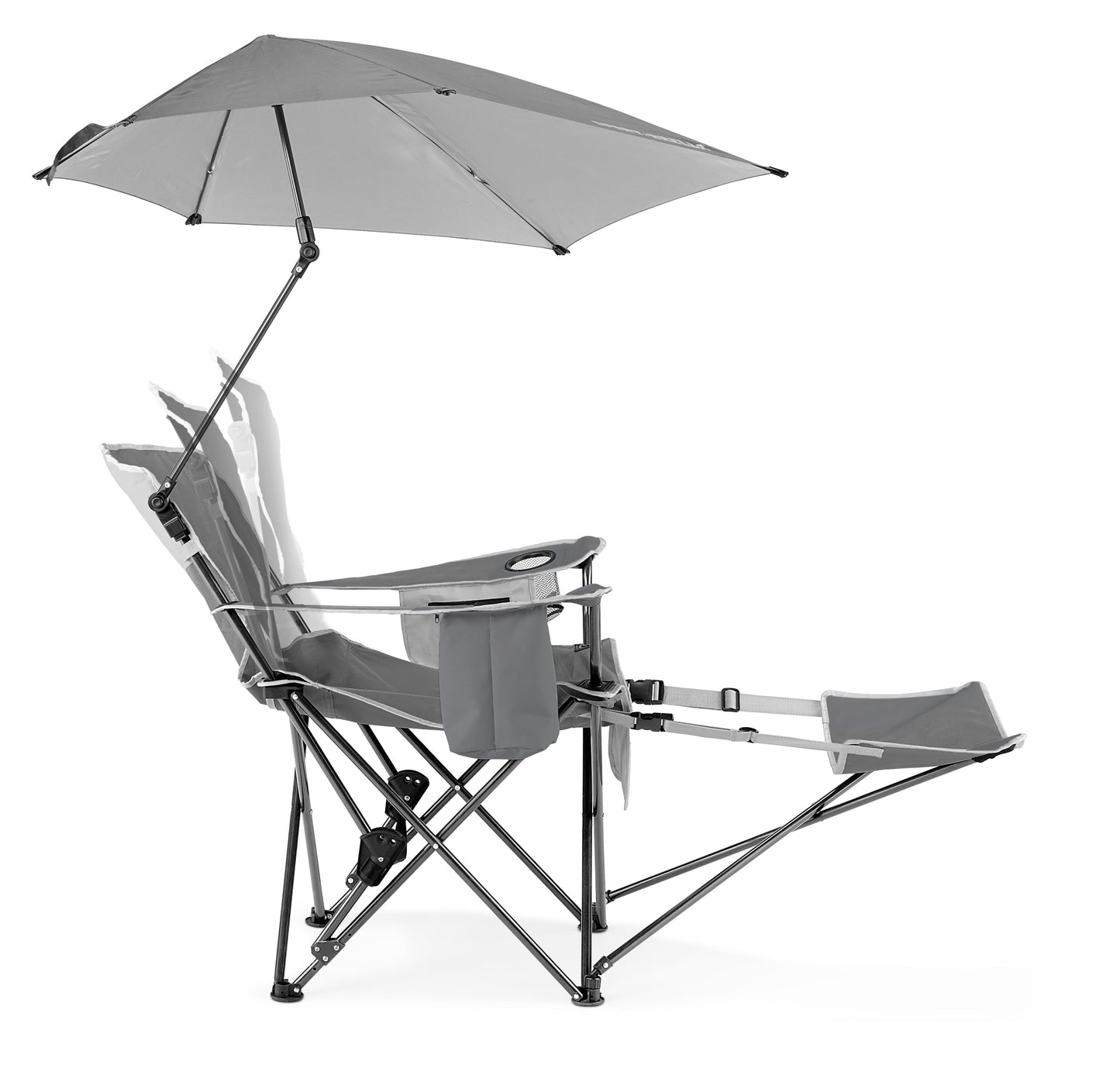 Sport-Brella Grey Camping Chair, with Clamp-On Sun Shade