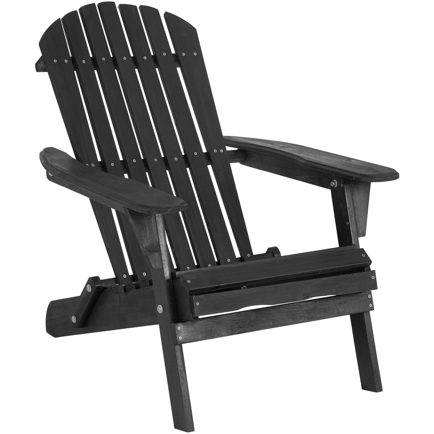 Galaxera Adirondack Chair All Weather Fire Pit Lounge Chair Easy Assemble Folding Chair-Black