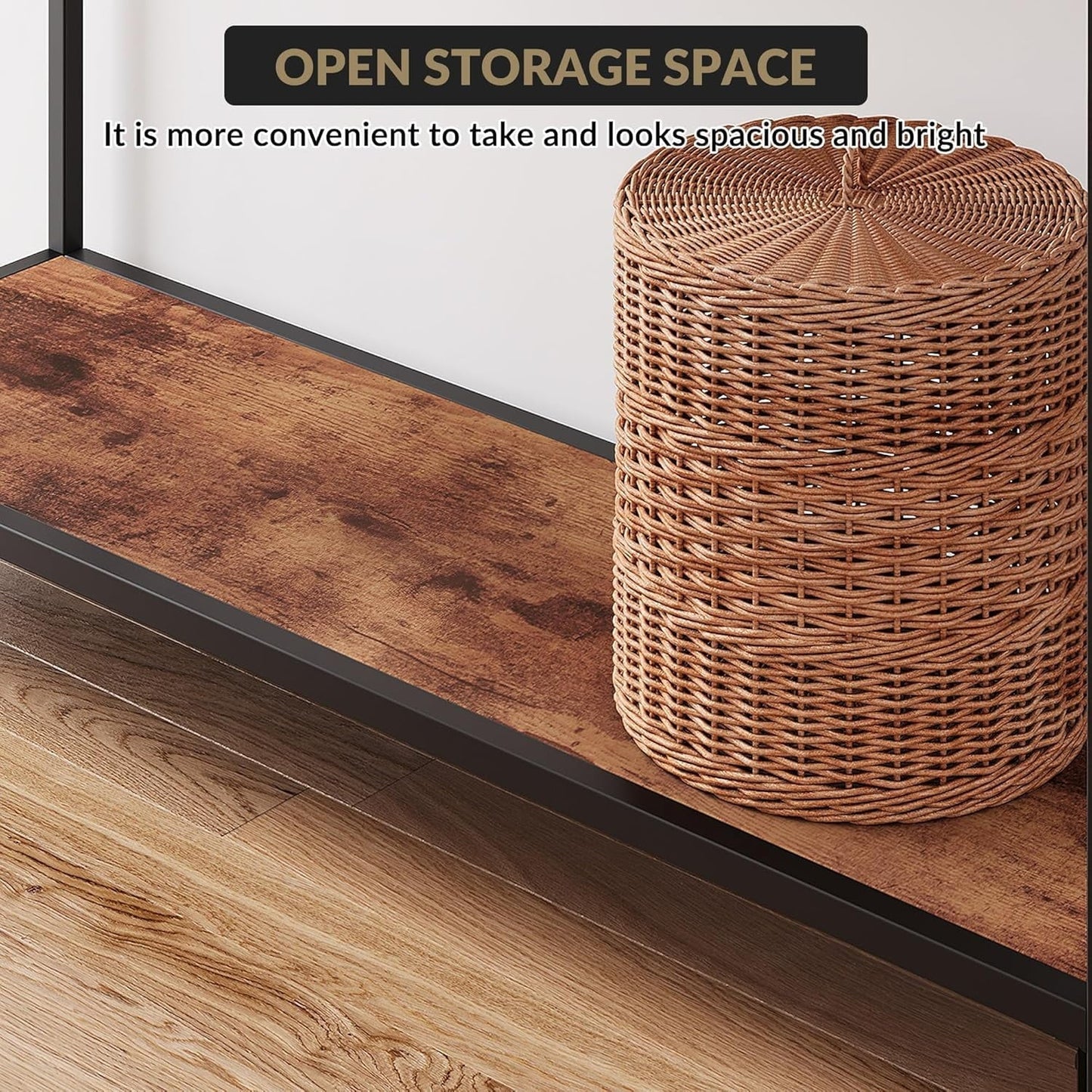 41.3" Entryway Table, Narrow Sofa Table with 2-Tier Storage Shelves & Black Metal Frame, Display Stand and Organizer for Living Room Entryway Office Hallway Bedroom, Retro Color