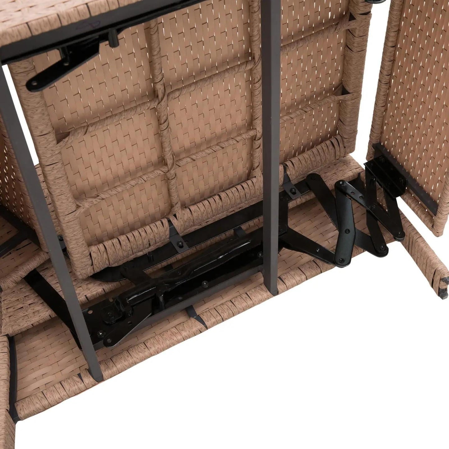 Resenkos Patio Recliner, Outdoor Reclining Chair with Flip-Up Side Table, All-Weather Wicker Metal Frame Chaise with Footrest, Cushions, Beige