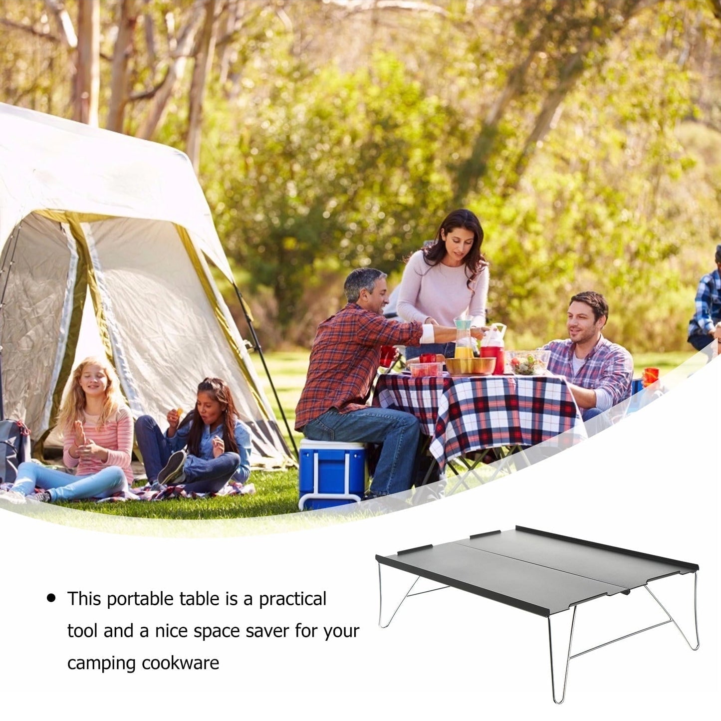 SWETRACE 1 Set Grey Rectangular Portable Table for Camping and Picnic Foldable Small Outdoor Table