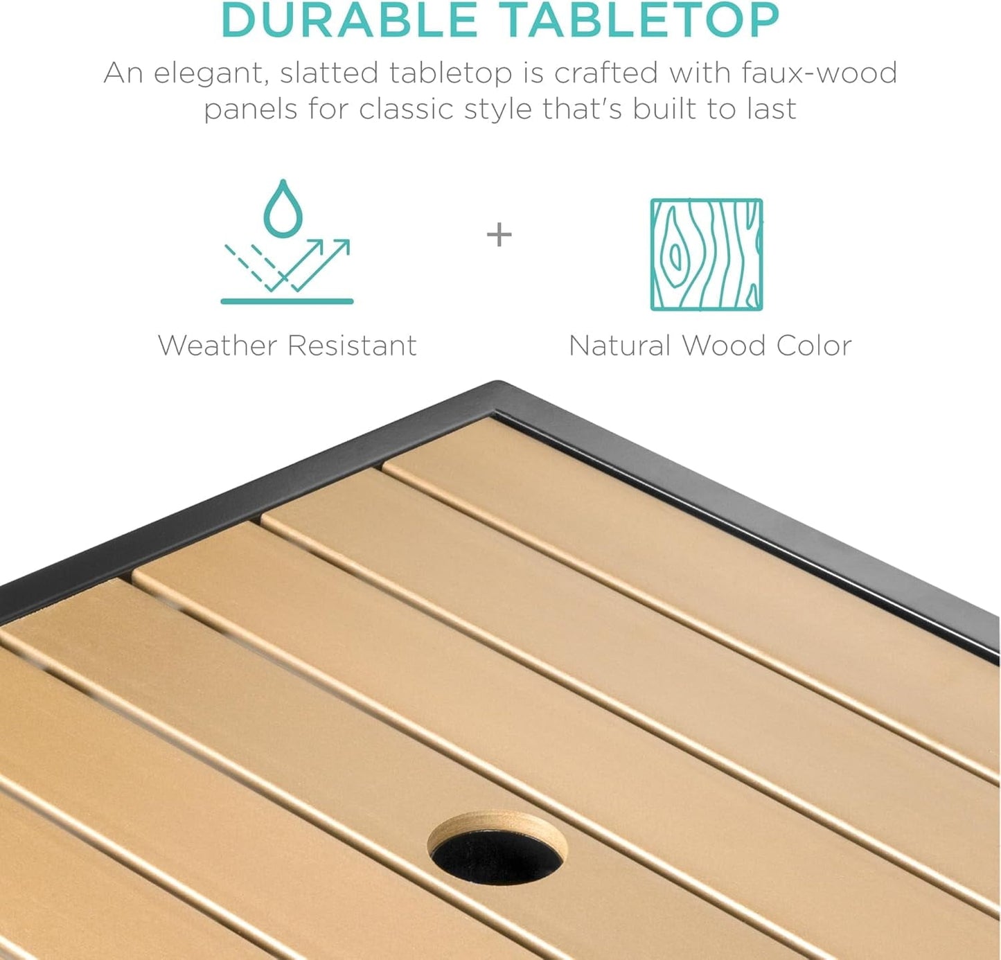 SUPQ Wicker Side Table with Umbrella Hole, Square PE Rattan Outdoor End Table for Patio, Garden, Poolside, Deck w/UV-Resistant Frame, Storage Space - Brown