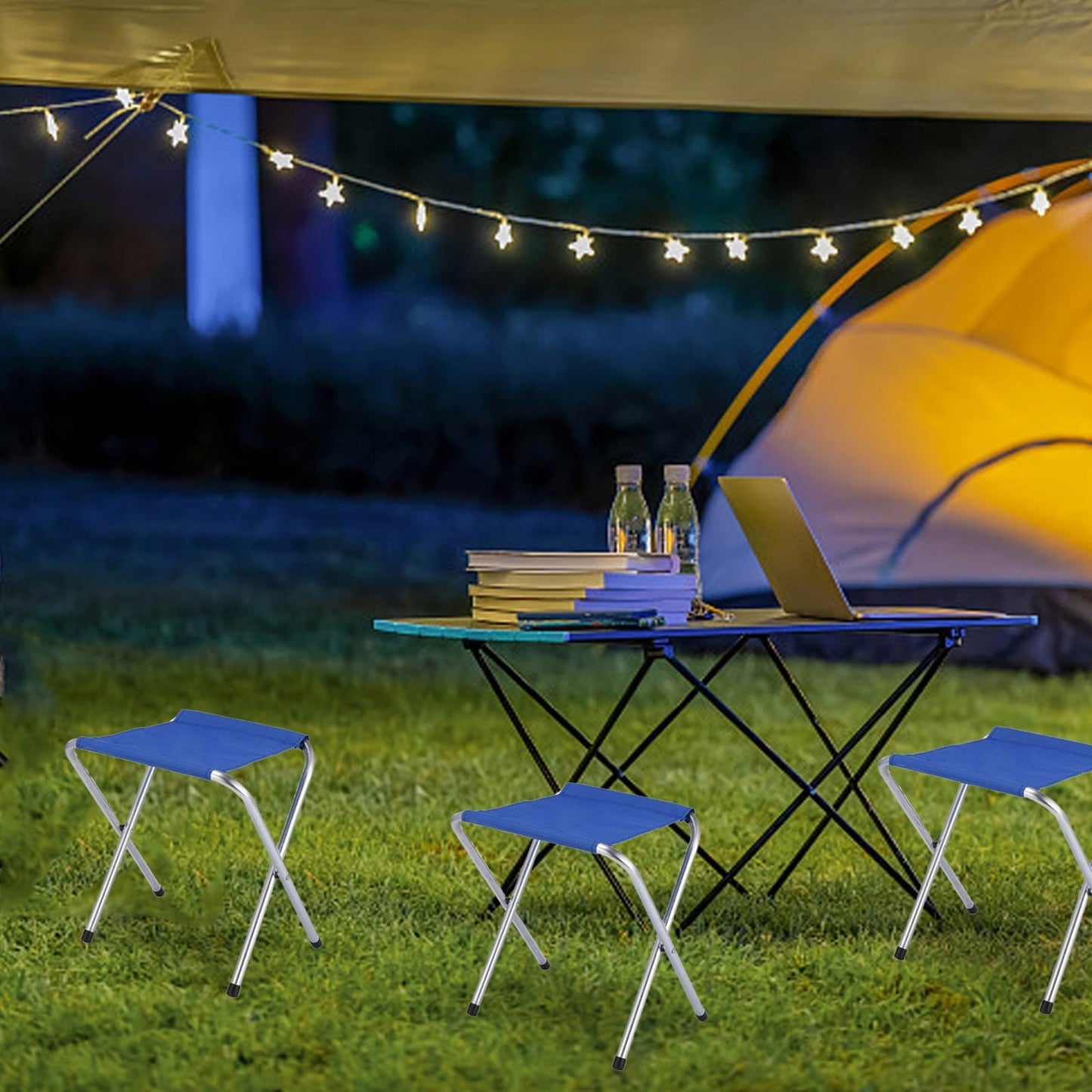 Heavy Duty Folding Camp Stool - 15 Inch Height, 300lbs Capacity, Portable - for Camping, Fishing, and Outdoor Events