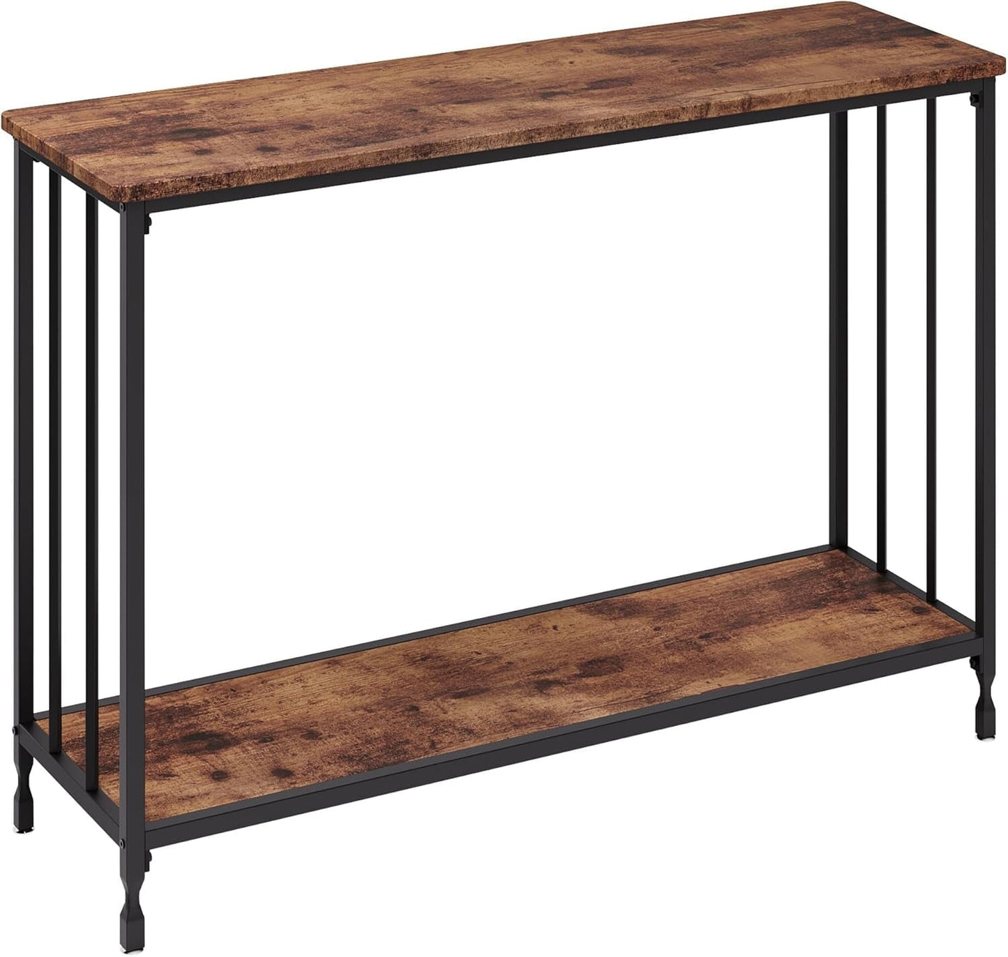 41.3" Entryway Table, Narrow Sofa Table with 2-Tier Storage Shelves & Black Metal Frame, Display Stand and Organizer for Living Room Entryway Office Hallway Bedroom, Retro Color