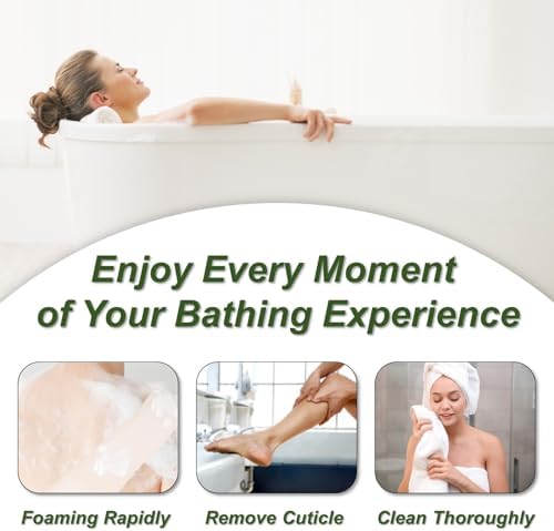 Natural Loofah Sponge, Exfoliating Body Scrubber for Men Women, Loofah with Handle, Exfoliating Back Scrubber for Shower Set, Deeply Clean & Invigorate Your Skin (2 pcs in Box)