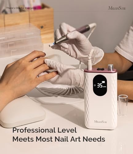 MelodySusie Nail Drill Professional 35000 RPM, Rechargeable Nail File for Nails Gel Polishing Removing, Fast Heat Dissipation & Low Noise, Portable E file for Manicure Pedicure at Home & Salon, MM400D