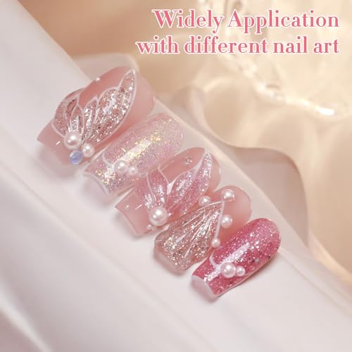 Double Rhythm 0.5 Oz Glitter Gel Polish Set of 6 Color with Display Board 15 ml Full Size Kit Shimmer Reflective Sparkle Soak Off Manicure Salon DIY at Home (Gold Silver Light Pink Rose-T6-35)