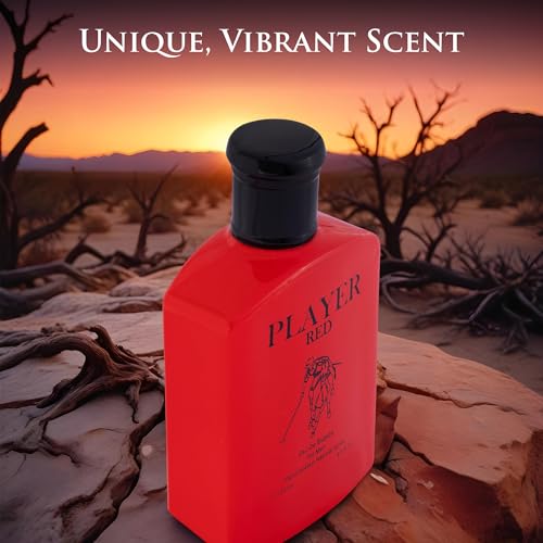NovoGlow Player Red EDT - Top Notes of Cranberry, Sparkling Red Grapefruit, Cedrat, Italian Lemon, Lavandin & Clary Sage - Base Scents of Redwood, Amber Woods & Coffee Accords - Elegant 120ml Bottle