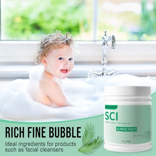 7 oz Sodium Cocoyl Isethionate, Premium Sodium Cocoyl Isethionate (SCI) Powder, Amazing Bubbles, Gentle on Skin, Biodegradable, Suitable for Making Bath Bombs (7Ounce (Pack of 1))