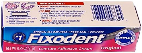 Fixodent Denture Adhesive Cream Original 0.75 oz (Pack of 8)