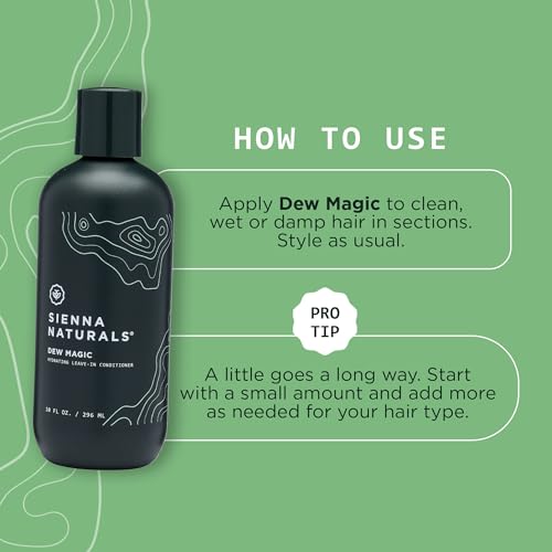 Sienna Naturals - Dew Magic Leave-In Conditioner – Anti Frizz - Lightweight Hydration – Strengthens, Softens & Protects w/Baobab & Coconut Oil – Vegan - Great for Curly Hair - 11oz