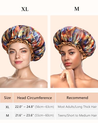 mikimini Large Shower Cap for Women Long Hair,2PCS,Mystery Shower Caps with Brown Lace, Reusable Waterproof Bathing Shower Hat