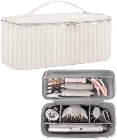 Travel Carrying Case for Hair Dryer Shark Flexstyle Dyson Airwrap Brush Hair Accessories Tools Storage Bag for Revlon Hairdryer Styler Organizer (Beige)
