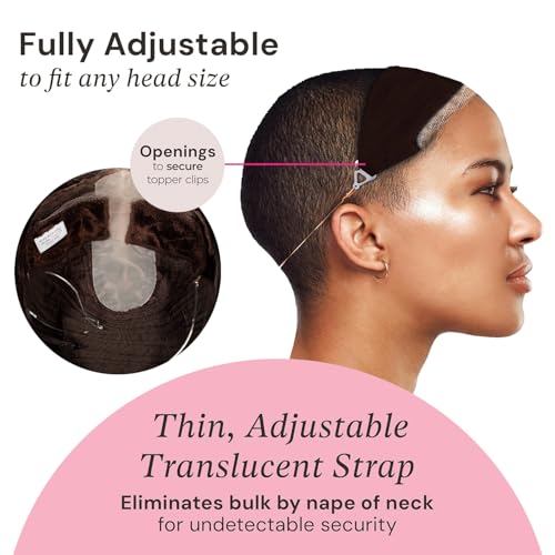 MILANO COLLECTION LaceTop Grip Comfort Band for Toppers Hair & Wiglets, NonSlip, Glueless Velvet Wig Band for Large Base Hairpieces, Adjustable Top Grip for Hair Topper & Wigs, Brown, Large