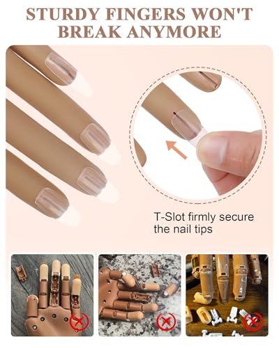 Practice Hand for Acrylic Nails, Silicone Hand for Nail Practice, Nail Tips Won't Fall off Nail Hand, Flexible Nail Practice Hand for Beginners,13.7 x 6.29 x 1.88in