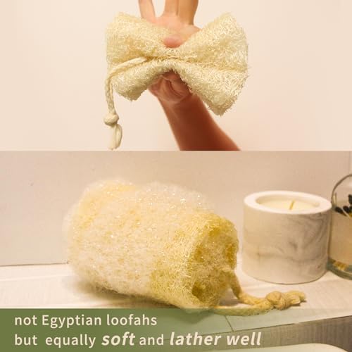 Natural loofah Sponges Exfoliating Body Scrubber(6" Family 6Pack),Real Luffa Unveil Your Skin's Natural Beauty