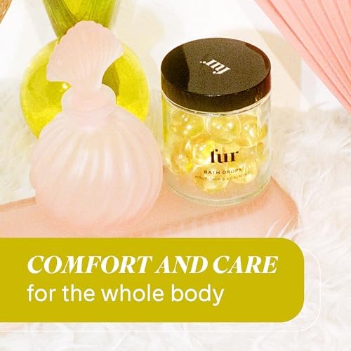 Fur Bath Drops- Fur Oil to Moisturize and Soothe Your Skin in a Natural Dissolvable Seaweed Capsule for a Relaxing Bath, with Grapeseed, Jojoba, and Clary Sage Oil - 18 Capsules