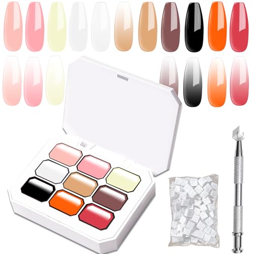Sponge Pat Paint Nail Gel, 9 Colors Nude Pink White Red Brown Black Ombre Gel Nail Polish Set with 50pcs Nail Sponges 4 Claws Metal Grabber and Brush Painting Nail Art Nutural Extra