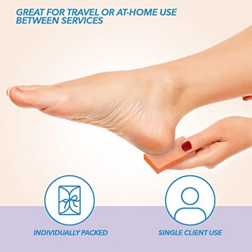 ForPro 4-Piece Pedi Kit, 200-Count, Individually-Packed Pedicure Set, Purple Pumice Pad, White Wood Nail File 80/100 Grit, Orange Mini Buffer 80/100 Grit, Wood Stick