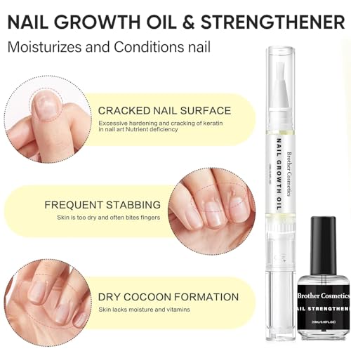 NailGrowthOil Care Kit - Brother Cosmetics Nail Growth Oil,Cuticle Oil and Cuticle Remover, Promotes Nail Growth and Strength