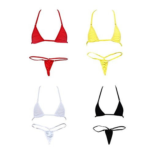 ADESUGATA Sexy Woman -Bikini Small Top and Sexy G-String Set-Tie Side Thong Bikini Small Top Mini Micro Bottom (4 Sets)