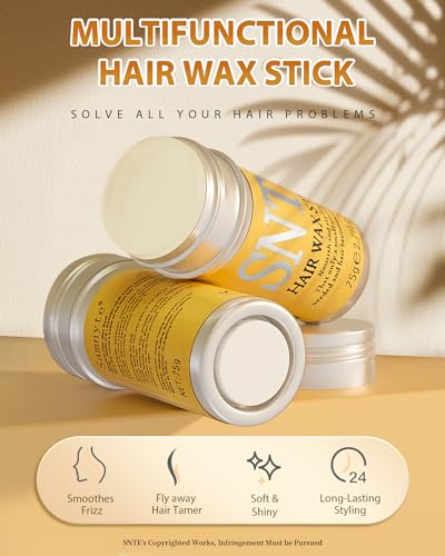 Samnyte Hair Wax Stick, 2PCS Wax Stick for Hair Slick Stick, Hair Wax Stick for Flyaways Hair Gel Stick Non-greasy Styling Cream for Fly Away & Frizz Hair