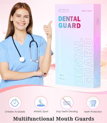 Small Mouth Guard for Women, 4 Pack Moldable Teeth Guard at Night Sleep Jaw Clenching & Bruxism, Ventilated Teeth Grinding Guard Box with 5X Magnifying Mirror