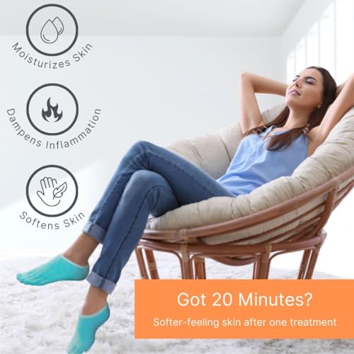 NatraCure 5-Toe Gel Lined Foot Moisturizing Socks – Aloe & Shea Infused Fuzzy Hydrating Socks for Women & Men - Soft Feet Moisturizer Spa & Pedicure Socks for Dry Cracked Heels, Calluses - Medium