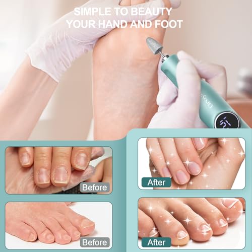 Nail Drill Kit, Cordless Electric Nail Drill Professional Kit 20000rpm Electric Nail File Drill for Acrylic Gel Nails, E-File Nail Kit for Manicure Salon Home