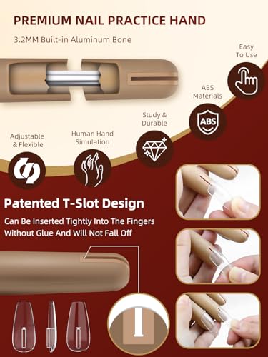 Practice Hand for Acrylic Nails - Nail Tips Won't Fall off Fake Hand - Flexible Movable Nail Practice Hand - Mannequin Hand For Nails - Nail Hand for DIY Nail Manicure