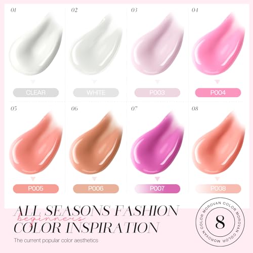 Morovan Poly Gel Nail Kit: Starter Kit 8 Pcs Poly Nail Gel Kit with U V Lamp 48W Complete Poly Gel Kit for Beginners with Everything Professional