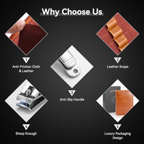 Makartt Manicure Kit: Professional Nail Care Clippers Set - 11 pcs Stainless Steel Tavel Women Men Fingernail Grooming Tool with Portable Brown Leather Case