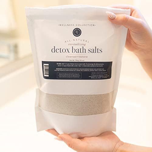 Rowe Casa Organics Detox Bath Salts with Health Boosting Magnesium and Bentonite Clay – Natural Bath Soak for Body Cleanse, Restore, and Relaxation, 35 Oz