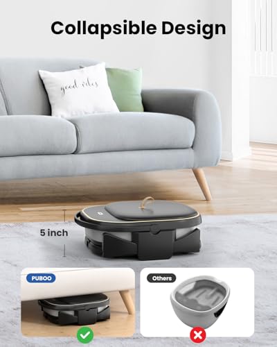 Puboo Collapsible Foot Spa Bath with Heat, Remote & Timer, 16 Massage Balls, Support Rods – Heated Pedicure Soaking Tub for Stress Relief, Great Gift for Family and Friends