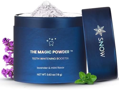 SNOW Magic Toothpaste Whitening Booster Powder - Teeth Whitening & Brightening Powder - Oral Care with Calcium Carbonate and Hydroxyapatite, Great Addition to Teeth Kits Lavender & Mint Flavor, 18g