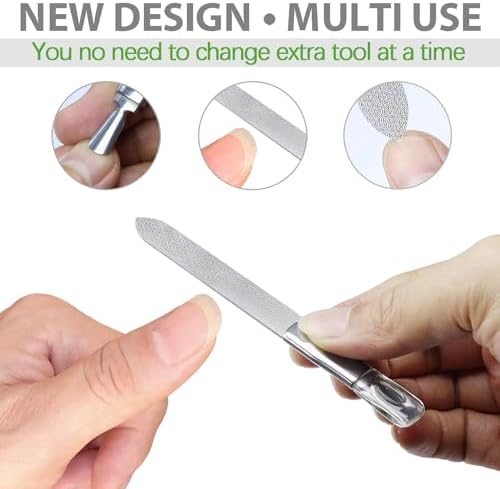 Toe Nail Files for Thick Nails, Professional Metal Nail File for Men Women Fingernail and Thick Toenails, Double-Ended and Double-Sided Stainless Steel, 2pcs Set