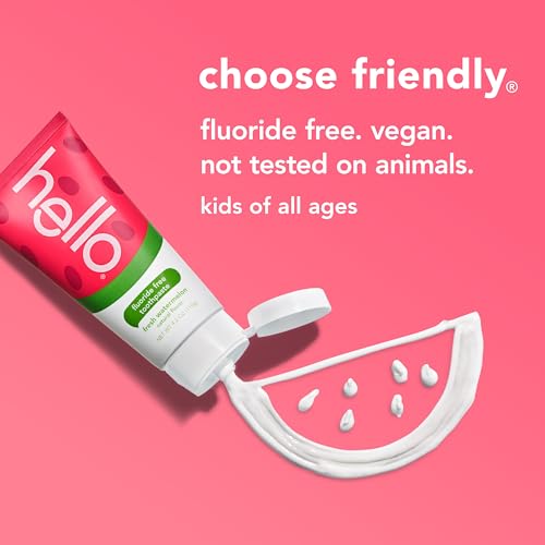 Hello Natural Watermelon Flavor Baby & Kids Fluoride Free Toothpaste, Vegan, SLS Free, Gluten Free, Safe to Swallow for Baby and Toddlers, 4.2 Ounce (Pack of 3)
