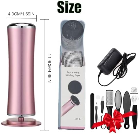 Darmave™ Electric Foot Callus Remover, Smooth Pedicure Wand with 60 Sanding Pads, Foot Scrubber File, Pedicure Tools for Feet, Heel Scraper for Cracked Heels