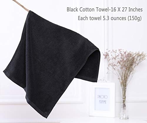 PERFEHAIR Black Salon Towels (2-Pack, 16 X 27 Inches)-Barber Hand Cotton Towel for Gym, Bath, Spa, Shaving, Shampoo