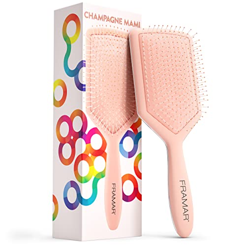 FRAMAR Paddle Hair Brush For Women – Wet Paddle Brush For Thick Hair, Wet Hair Brushes For Women, Hair Brush Detangler – Reduces Breakage - Champagne