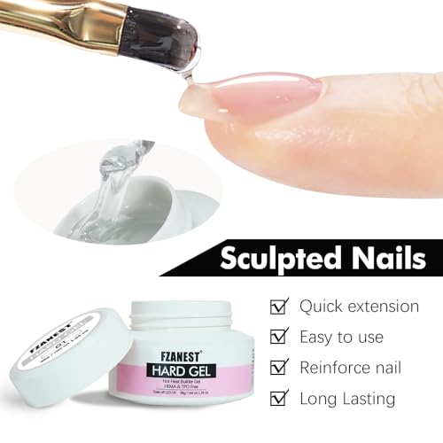 FZANEST Heat Free Builder Nail Gel Clear Hema Free Hard Gel For Nails Extension Sculpting Overlay UV Led Soak Off #01