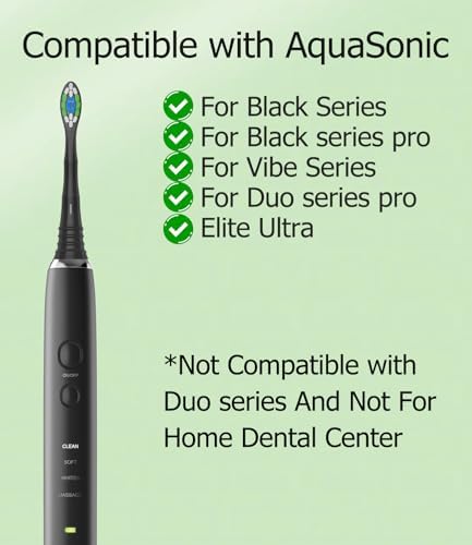 Replacement Toothbrush Heads Compatible with AquaSonic Black Series Vibe Series Duo Pro Elite Series Electric Toothbrush, 12 Count, Black