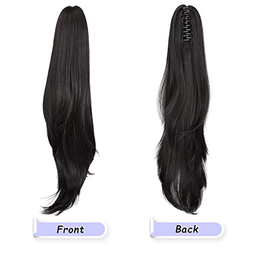 ponytail extension,24" claw clip hair extensions ponytail Long straight Hair Extension Natural Looking Synthetic Hairpiece for Women Natural Black
