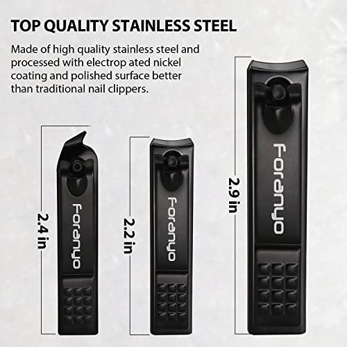 Nail Clippers,3 Piece Toenail Clippers Fingernail Clipper Nail Clippers for Men Women Adult, Nail Cutter Nail Clippers Set for Thick Toenails & Nails Black-no Case