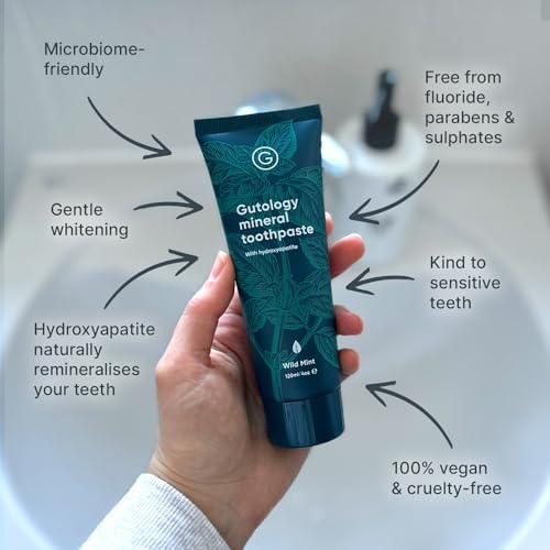 Natural Probiotic Hydroxyapatite Toothpaste Fluroide Free Toothpaste 120ml 4.2 Oz Remineralising Suitable for Adults & Children Helps Sensitive Teeth and Whitening Wild Mint Flavour